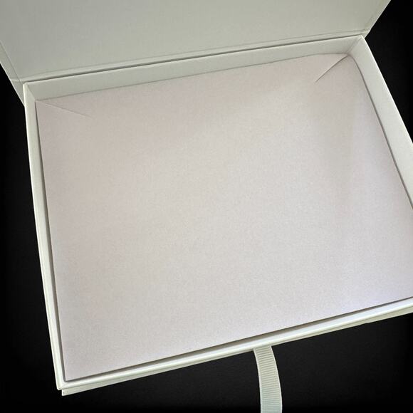 White Satin Ribbon Gift Box Velvet Insert Interior 7" x 5.5" x 1.25" Jewelry - Picture 3 of 5
